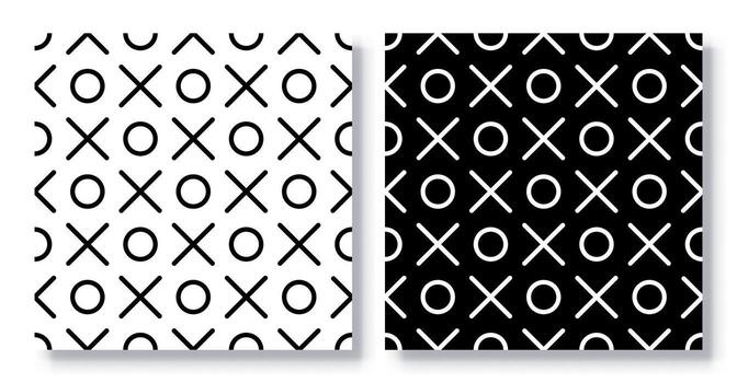 Set of Seamless Tic Tac Toe Patterns, . vector