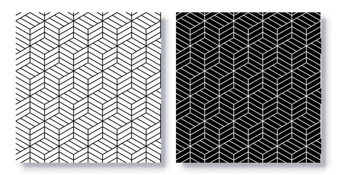 Set of Seamless Unique Hexagonal Tessellation Patterns. vector