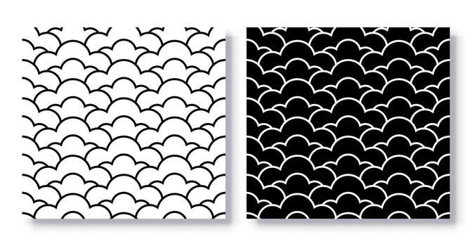 Set of Seamless Overlapping Cloud Shape Patterns, . vector