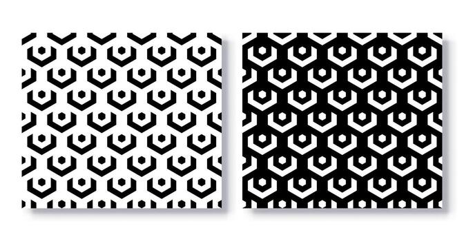 Set of Seamless Hexagon Geometric Patterns, . vector
