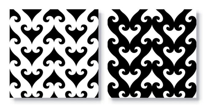 Set of Seamless Retro Abstract Curve Patterns, . vector