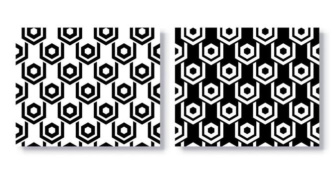 Set of Seamless Hexagon Geometric Patterns. vector
