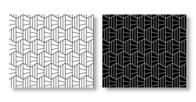 Set of Seamless Hexagonal Tessellation Patterns, . vector