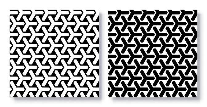 Set of Seamless Interlocking Y Patterns, . vector
