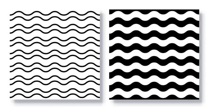 Set of Seamless Wave Line Patterns . vector
