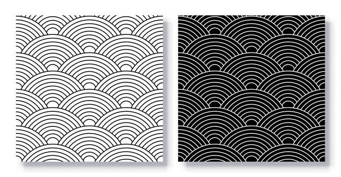 conjunto de sin costura japonés ola patrones . vector