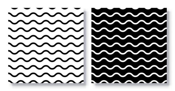 Set of Seamless Wavy Line Patterns, . vector