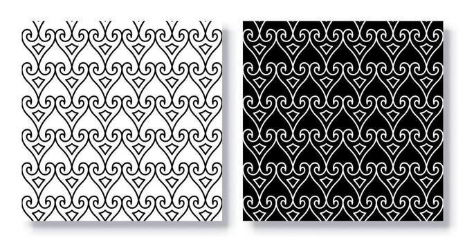 Set of Seamless Abstract Curved Line Geometric Patterns. vector