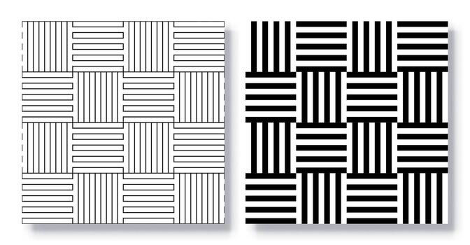 Set of Seamless Geometric Line Grid Patterns, . vector
