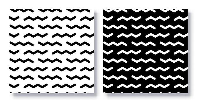 Set of Seamless Zigzag Line Patterns, . vector