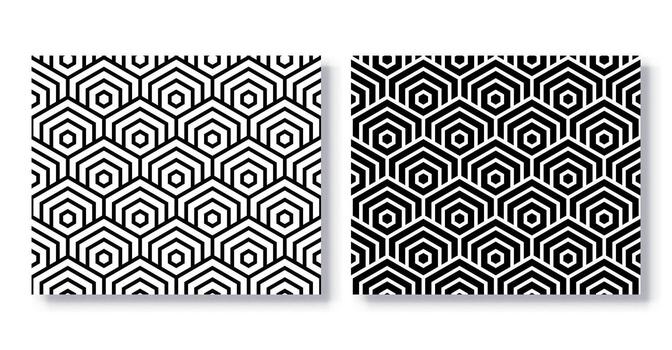 Set of Seamless Hexagonal Patterns, . vector