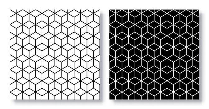 Set of Seamless Unique Isometric Grid Patterns. vector