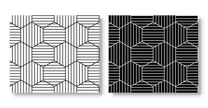 Set of Seamless Hexagon Patterns . vector