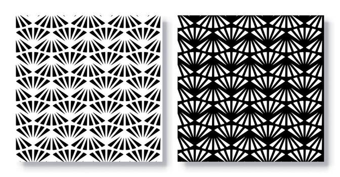 Set of Seamless Art Deco Shell Patterns, . vector