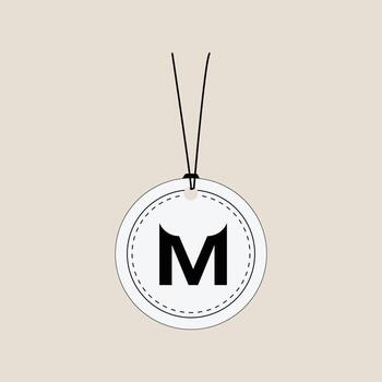 Blank round tag with M initial for Merry vector