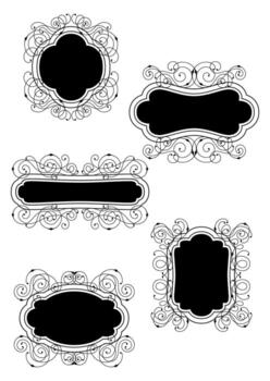 Set of line curl frames. Modern decorative linear retro backgrounds. vector