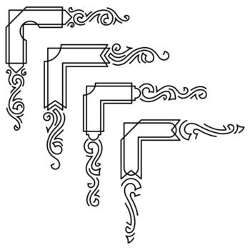 Set of line curl corners. Modern decorative linear elements. vector