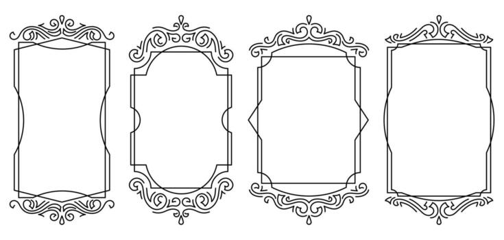 Set of line curl frames design. Modern decorative line backgrounds. vector