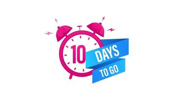 Animated countdown timer with ringing alarm clock isolated on white and green screen video