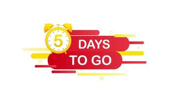 Five days to go with countdown clock animation on white and green screen video