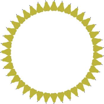 Sweet green pears frame. Aesthetic groovy pear fruit template. Empty space for your text vector