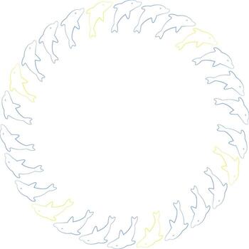 Doodle dolphin frame. sea life template for text. Simple baby shower template element for design vector