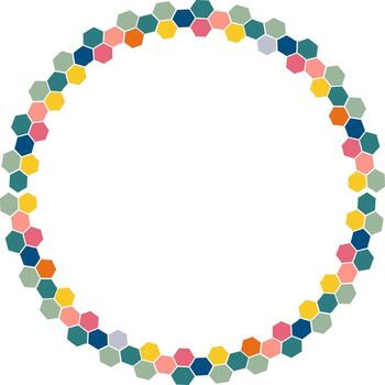 Colorful stylish blobs empty frame. mosaic hive template for text. Modern Art baby shower graphic vector