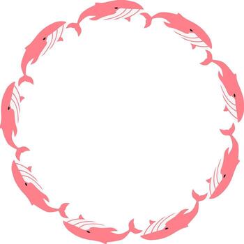 Whale frame. sea life frame for text. Simple baby shower template element for design, invitations vector