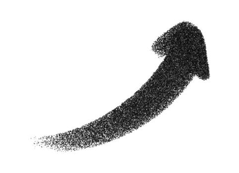 curvo rociar pintar flecha señalando arriba. grunge pintada garabatear carrera con texturizado línea, mano dibujado símbolo para navegación, movimiento, calle y resumen diseño vector