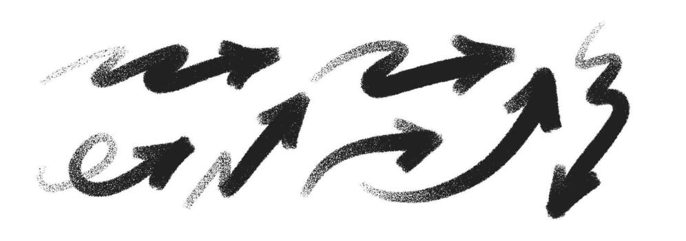 Graffiti style arrow icons with rough pencil and chalk strokes. Dynamic paint splatters and stencil effects add motion and grit to this artistic, urban inspired background vector
