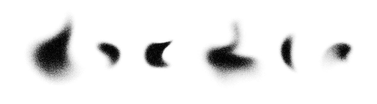 Fluid abstract shapes with grainy gradients and spray textures flow across the background. Halftone dots, paint splashes, and soft shadows give depth and rhythm to this modern composition vector