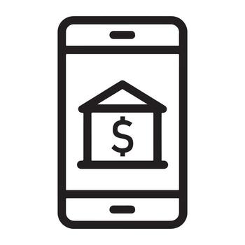 teléfono inteligente con bancario aplicación abierto, mínimo icono diseño. vector