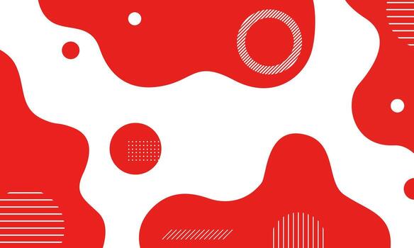 Abstract Red and White Fluid Shapes with Geometric Elements. vector