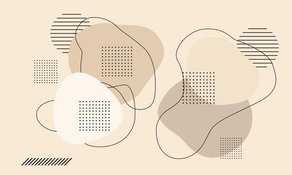 resumen geométrico composición con orgánico formas líneas y punteado patrones. vector