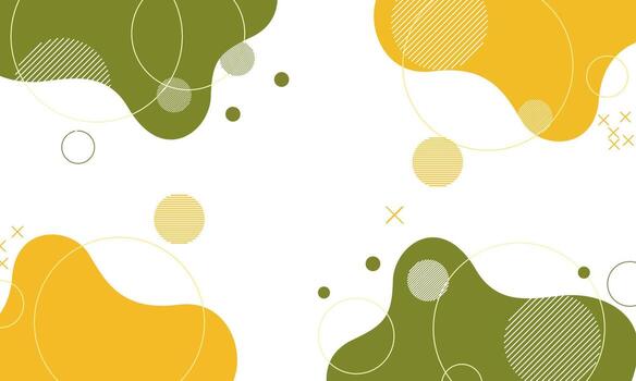 Abstract Geometric Shapes with Lines and Circles in Yellow and Green. vector