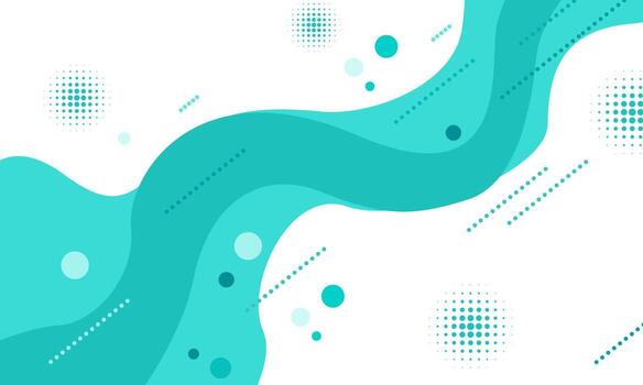 Abstract Turquoise Wave Background with Geometric Elements. vector