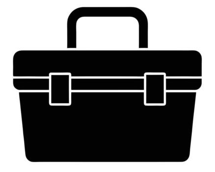 Black toolbox illustration with handle latch and sturdy design vector