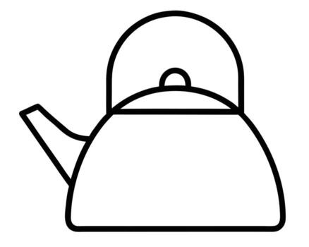 Minimalist outline drawing of a teapot with curved handle spout and lid vector
