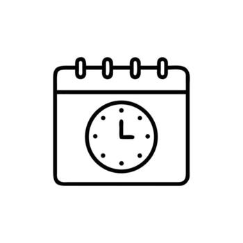 Outline Calendar Clock Icon with Background, Schedule Reminder Concept vector