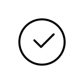 Outline Check Mark in Circle Shape Isolated with Background vector