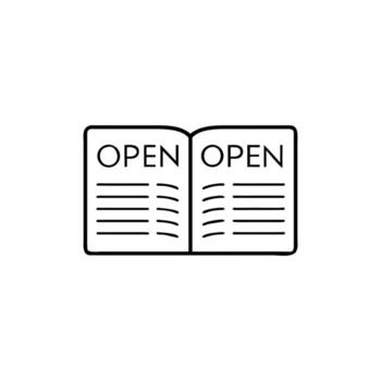 Open Book Minimalist Design with Rounded Edges on Backdrop vector