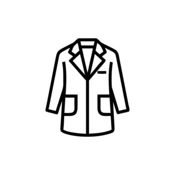 Outline Doctor Coat Icon with Pockets and Buttons on a Background vector