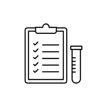 contorno portapapeles Lista de Verificación con marcas de verificación y medición tubo en blanco vector