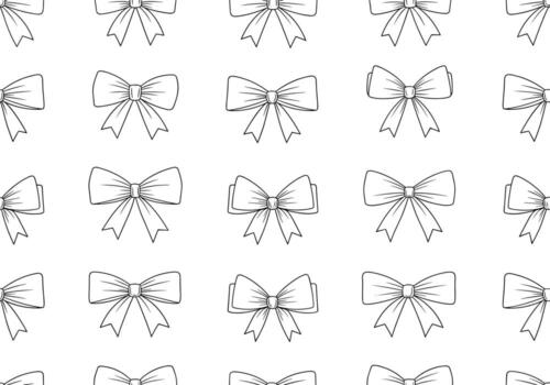 A delicate pattern of bows repeats across a white background. vector