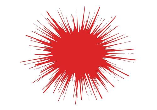 A vibrant red splash of paint radiating outward with sharp lines creating a starburst effect on a white background. vector