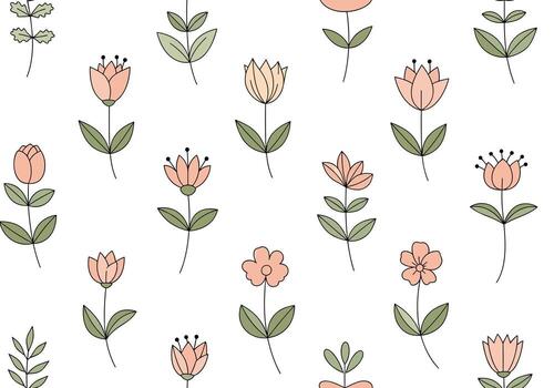 un encantador colección de sencillo pastel flores y botánico ilustraciones creando un caprichoso modelo. vector