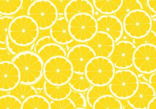 A vibrant close-up of overlapping bright yellow citrus fruit slices creating a refreshing and energetic background pattern. vector