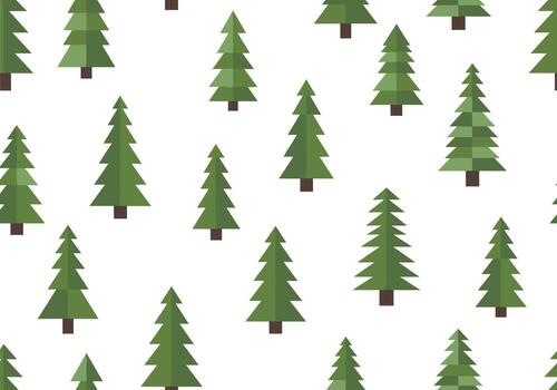 A repeating pattern of stylized evergreen trees on a white background. vector