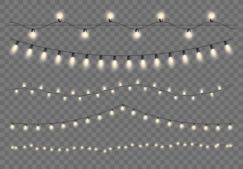 string lights on a transparent background vector