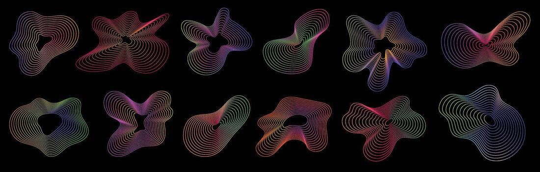 colorful line patterns on black background vector